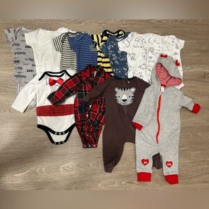 12 onesies / footies boy leaning 3-6 month bundle lot